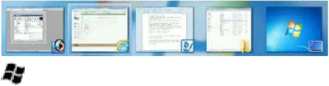 다음 중 Windows 바탕 화면에서 아래 그림과 같이 열려 있는 모든 창들을 미리 보기로 보면서 활성창을 전환할 수 있는 바로 가기 키는 문항에 포함된 시각자료